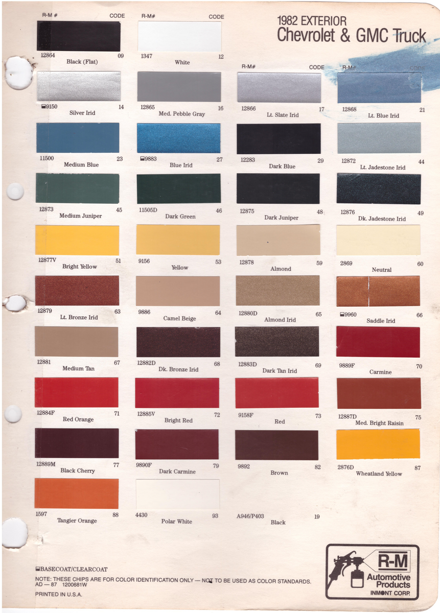 1980's Chevrolet/GMC Truck Paint Colors – 66 Auto Color