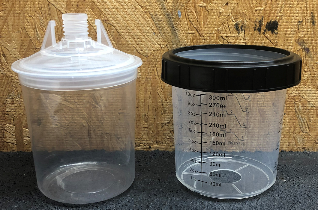Spray Gun Paint Cup Liners, Lids, Plugs, & Hard Cup (PPS Style) 300ml 190mic Case of 50