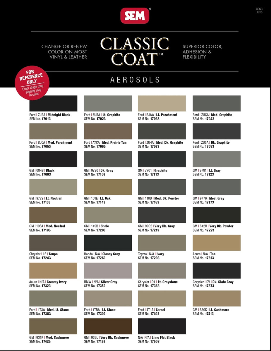 Ivory Colour Chart