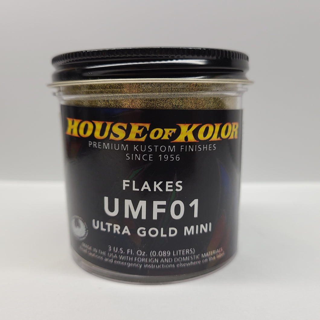 House Of Kolor UMF01 Ultra Gold Mini Dry Flake – 3 Oz Bottle For Paint Effects